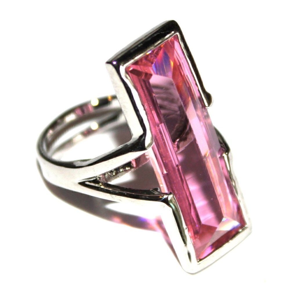 Womens Ladies New Wine Strawberry Champagne Long Geometric Cocktail Pink Ring 7 - Picture 5 of 8